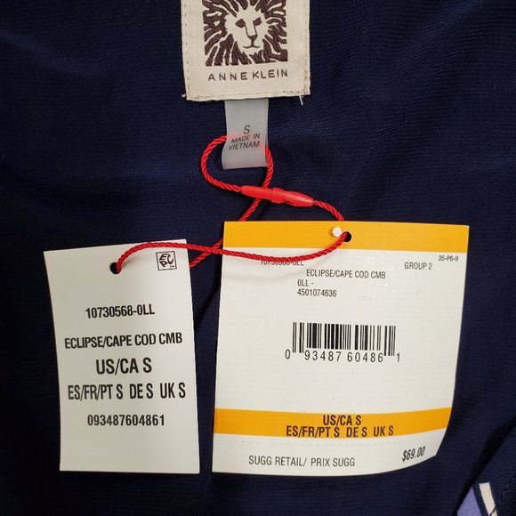 ANNE KLEIN Eclipse Blue Marina Printed Faux Wrap - Picture 11 of 15